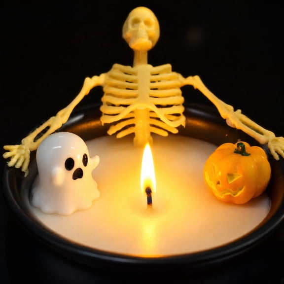 Halloween Decorations Indoor - Cute Skeleton Candles Decor, Spooky Candle Gifts Decoration, Halloween Centerpieces for Tables, for Home Room Mantel Party Kitchen