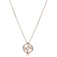 thumbnail image 1 of 14k Or Rose 3D Cube Pendentif Réglable Collier, 18", 1 of 1