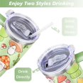 thumbnail image 5 of 40oz Colorful Botanical Mushroom Stainless Steel Flip Straw Tumbler Spill Proof Travel Cup Double Wall Vacuum Insulated Coffee Mug with Top Handle, 5 of 6