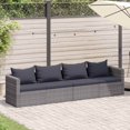 thumbnail image 1 of vidaXL 4 Piece Garden Sofa Set with Cushions Grey Poly Rattan, 1 of 4