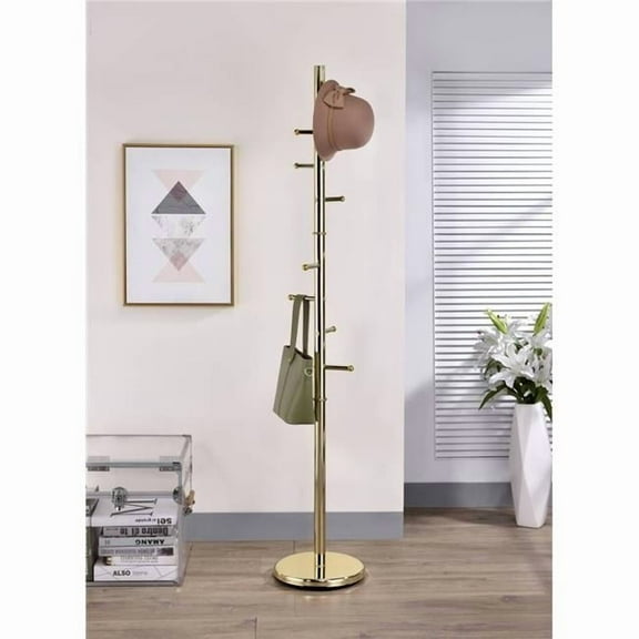 IN Room Furniture Designs Contemporary Metal Coat Rack in Brass