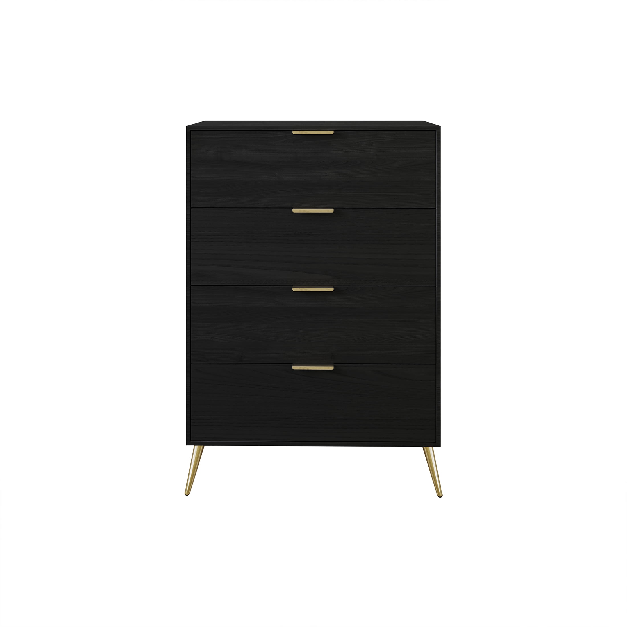 Castle Place Glam 4 Drawers Wooden Dresser, Black