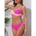 thumbnail image 2 of DARING DIVA Women's Front Cross Contrast Color Bikini Sets Small Rose Red Pink, 2 of 6