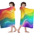 thumbnail image 4 of Colorful Tie Dye Wave Pattern Hooded Bath Towel，60"x35" for Ages 3 To 12 Kids, Quick Dry Lightweight Soft Microfiber Hood Beach Towel Cover Up for Kids, 4 of 7