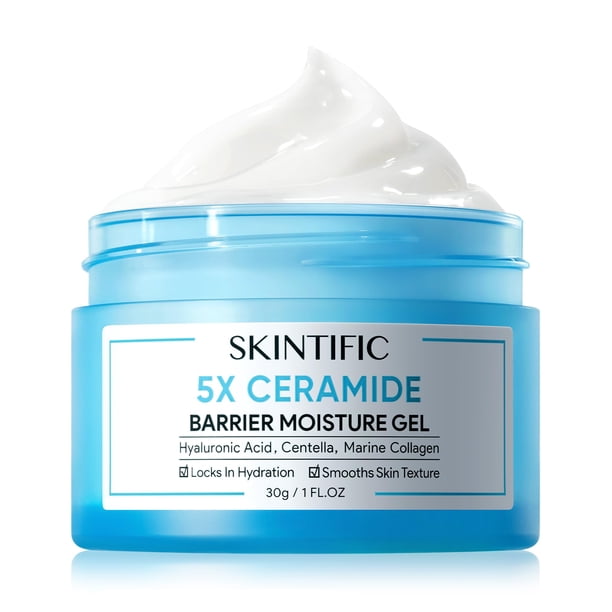 SKINTIFIC Crema Hidratante Facial con 5X Ceramidas, Ácido Hialurónico y Centella Asiática, Repara la Barrera de la Piel, Hidratación Ligera, No Comedog&