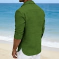 thumbnail image 6 of ZUKMRJPC Men's 3/4 Sleeve Linen Shirts Classic Casual 3 Buttons Collared Pullover Solid Color Lightweight Summer Beach Vacation Tops, 6 of 8