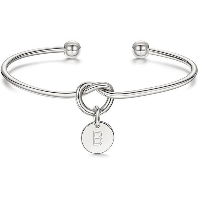 plated love knot initial disc bangle all 26 letter alphabet bangle