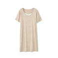 thumbnail image 2 of Women's Soft Short Sleeve Nightgown Crew Neck Stretchy Comfortable Loose Midi Bedroom Loungewear Dress Beige Plus Size Nightgown XL, 2 of 5