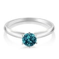 thumbnail image 2 of Gem Stone King 18K White Gold London Blue Topaz Engagement Solitaire Ring for Women (0.70 Cttw, Round 5MM, Gemstone November Birthstone, Size 5), 2 of 4