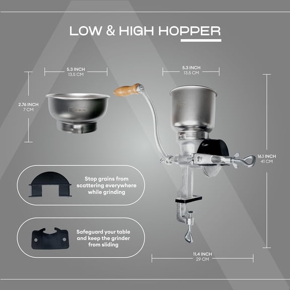 Atipikal Manual Grain Mill - Molino para moler maiz, Corn Mill Grinder, Food Mill with Hand Crank