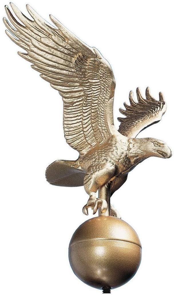 Medium Flag Pole Eagle w Rooftop Mounting (Gold Bronze)