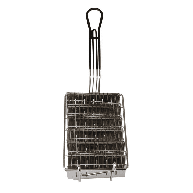 2X Fryer Basket, Shell Fryer, Holds 6 Shells Deep Fryer Holders Basket with Grip Handle Holder Stand