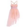 thumbnail image 2 of iEFiEL Girls Sequins Ballet Dress Hi-low Tulle Dance Leotard Dress Orange 4XL, 2 of 7