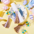 thumbnail image 4 of 4pcs Easter Wood Beaded Napkin Rings with Tassels Napkin Holders for Easter Festival Banquet Wedding Colorful 186mm, 4 of 6