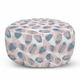 thumbnail image 1 of Tropical Pouf Cover with Zipper, Jungle Nature Leaves with Abstract Modern Dots Exotic Plants Foliage, Soft Decorative Fabric Unstuffed Case, 30" W X 17.3" L, Rose Ceil Blue and White, by Ambesonne, 1 of 5