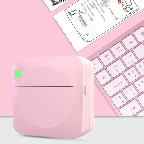 Teissuly Clearance Pocket Photo Printer—Portable Thermal Printe-r Bluetooth Label Memo Receipt Instant Sticker Printe-r Small Smartphone Printe-r For IOS & Android(Pink, 15.5*11*4.8cm) Teissuly WER2023081406454