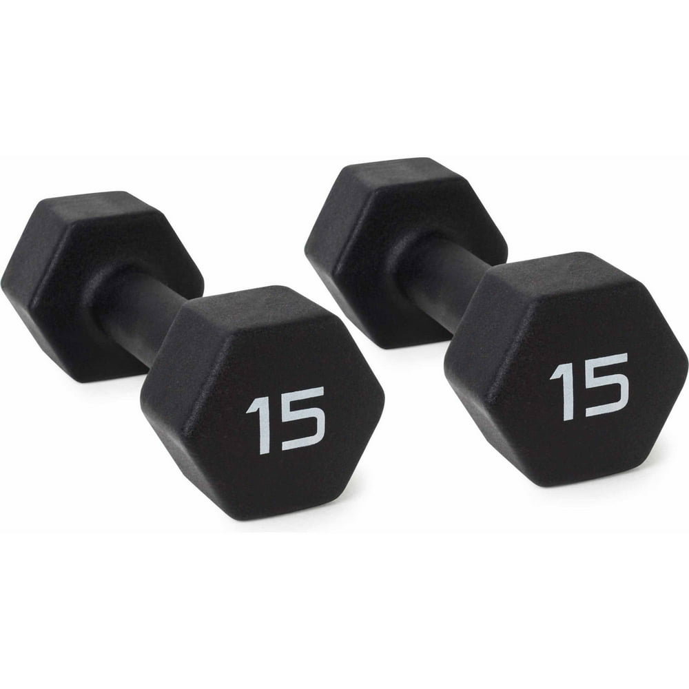 CAP Barbell Black Neoprene Dumbbell, 15 lb Pair