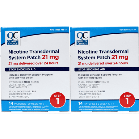 Quality Choice Nicotine Transdermal System Patch 21 mg Stop Smoking Aid 14 Patches for 2 Weeks Pack of 2