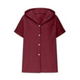 thumbnail image 4 of Vestidos Casuales Para Mujer, Blusas De Mujer De Moda Blusa de lino con cuello en V y manga corta para mujer, estilo túnica de verano con capucha y botones sueltos, 4 of 6