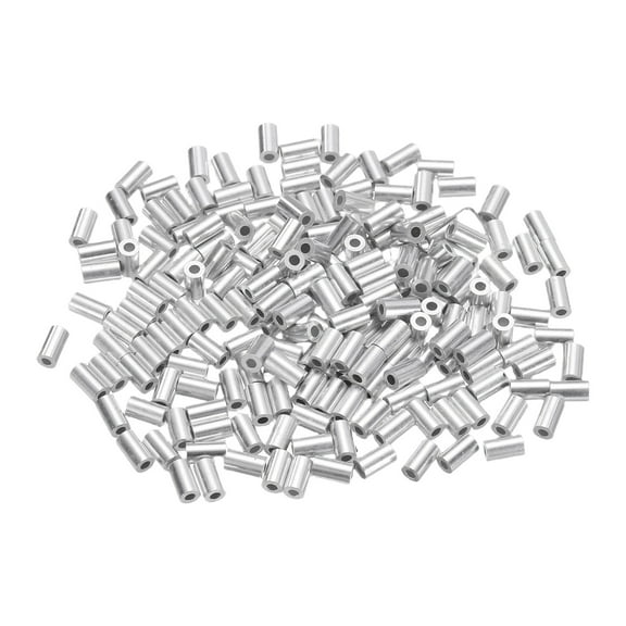 200 Pcs Aluminum Crimping Loop Sleeves for 1/32" Diameter Wire Rope, Round Wire Rope Sleeve for Cable Line End