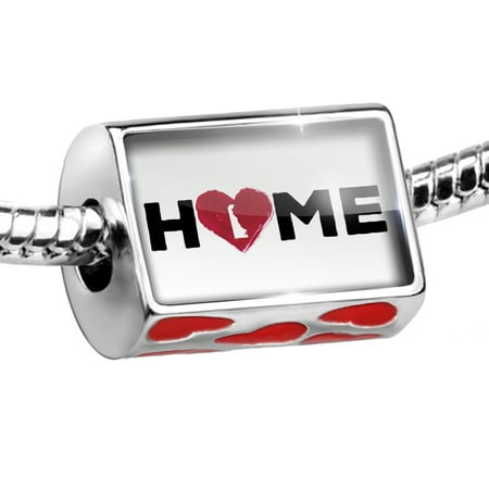 Delaware State Charm - Bead Home with State Heart Shape Delaware Charm Fits All European Bracelets