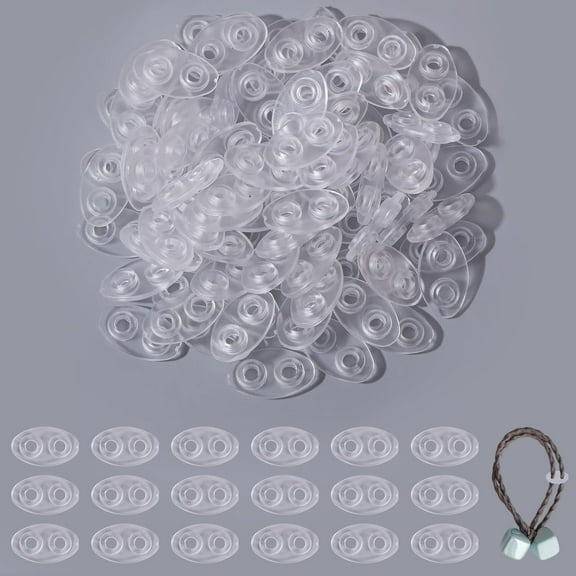 100Pcs Clear Plastic Double Hole Elastic Cord Adjuster Cord Locks End Spring Toggle Stopper for Drawstrings Bags Shoelace Backpack Clothing Clear