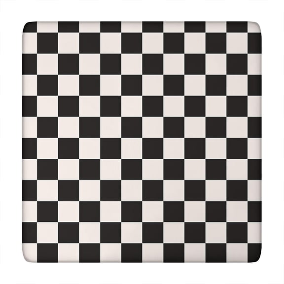 Black and White Checkered Pattern Square Fitted Tablecloth with Elastic Edge,Square Table Cover,Washable Elastic Table Cover for Home Kitchen Party Decor 34"x34"