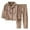 Brown, variant on REDARER Kids Notch Collar Ribbed Pajama Set Comfortable Robe Loungewear,7-8 Years