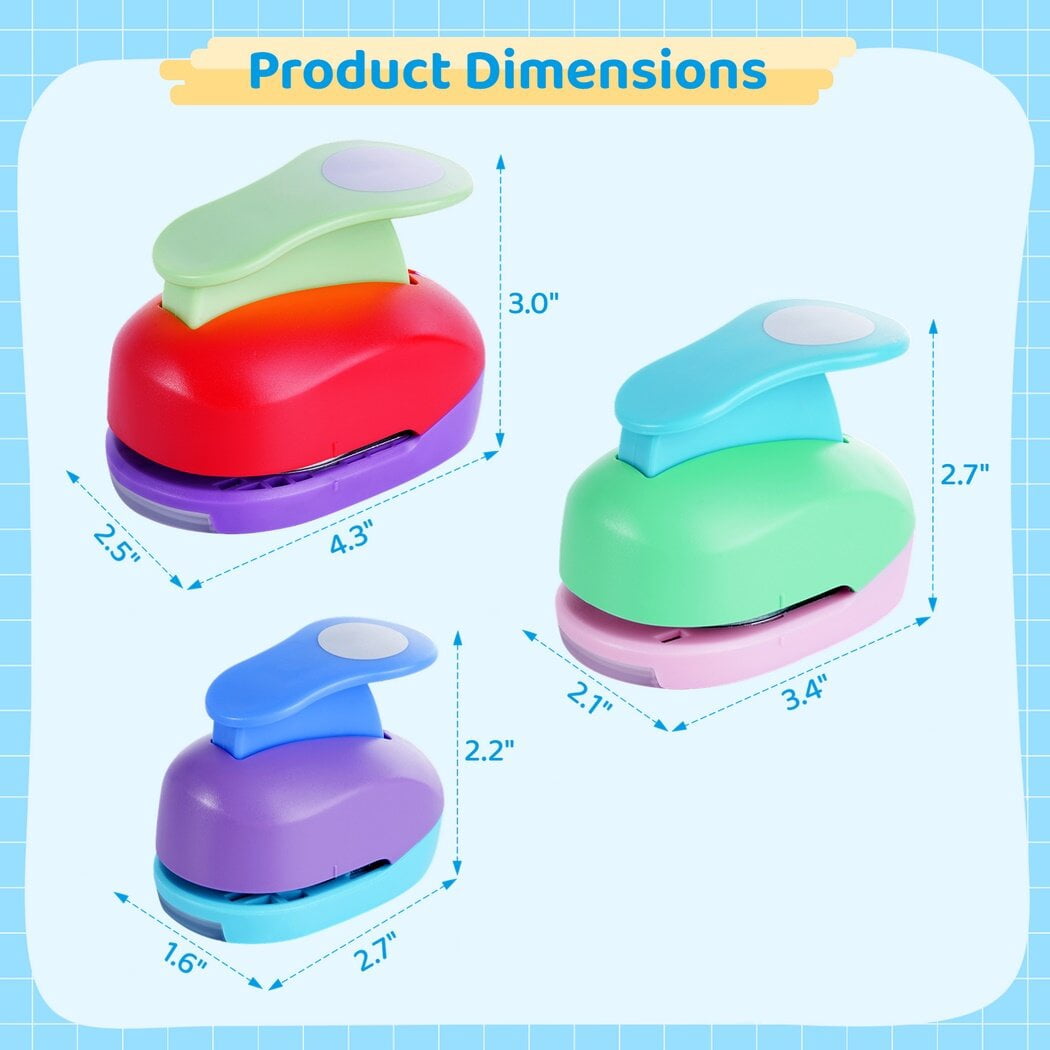 Circle Punch Set, 3PCS Paper Hole Punches 1", 1.5", 2", Scrapbooking Spring-Action Lever Paper Punch Shapes for Paper Craft Card Making DIY Arts