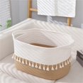 thumbnail image 2 of Bizhua Laundry Basket Large Rectangular Dirty Clothes Basket Storage Basket for Organizing Cotton Rope Woven Basket for Storage with Handle Baby Nursery Living Room Bedroom, 2 of 5