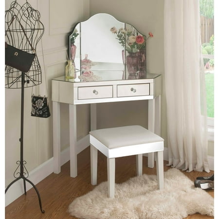 Inspired Home Everett Mirrored Corner 3, Makeup Vanity Without Mirror Canada
