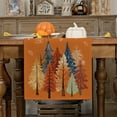 thumbnail image 3 of GEEORY Fall Watercolor Trees & Maple Leaves Striped Table Runner 13x72 Inch, Rustic Farmhouse Autumn Thanksgiving Decor for Kitchen, Dining, Indoor/Outdoor Holiday Dinner Party Orange GT157-72, 3 of 6