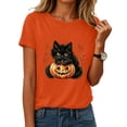 thumbnail image 2 of Leey-World Halloween Tshirts Women Vintage Women Fashion Printed Crew Neck Short Sleeve T Shirt Halloween Printed T Shirt Top, 2 of 9