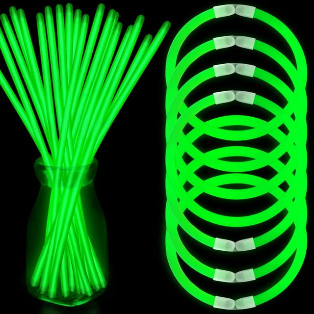 Nudala Pulsera De Barras Luminosas Verdes Al Por Mayor Suministros Para Fiestas Que Brillan En La Oscuridad 100 Piezas Collares De Barras Luminosas De 8 Pulgadas Con 100 Conectores Para El Día De San