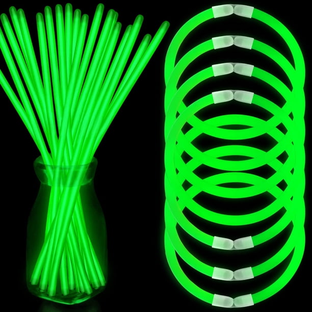 Nudala Pulsera De Barras Luminosas Verdes Al Por Mayor Suministros Para Fiestas Que Brillan En La Oscuridad 100 Piezas Collares De Barras Luminosas De 8 Pulgadas Con 100 Conectores Para El Día De San