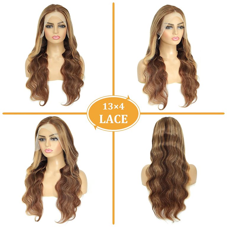  FACMOOD Honey Blonde Lace Front Wigs Human Hair for Black  Women, 13x4 HD Transparent Lace Honey Brown Blonde Wig Body Wave 30 inch  Long, 180 Density Glueless Blonde Wig Pre