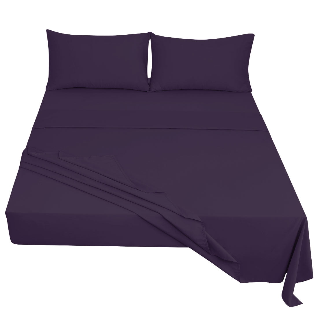 Unique Bargains 4 Piece Brushed Polyester Bed Sheets Set Dark Purple