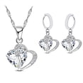 thumbnail image 3 of OPOLSKI 1 Set Drop Earrings Geometric Rhinestone High Gloss Cubic Zirconia Fine Workmanship Decoration Shinny Heart-shaped Pendant Necklace White, 3 of 8
