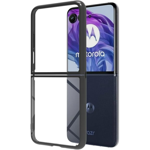 Crystal Clear Case for Motorola Moto Razr Plus 2024 [Not for Moto Razr 2024],Slim Thin Soft TPU Bumper & Hard PC Back Shockproof Scratch Resistant Protective Phone Case (Transparent Black)