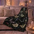 thumbnail image 6 of Dark Botanical Scene Moths Butterflies Among Charcoal Florals, Cozy Friendship Quote Scene, Warm Flannel Blanket for Living Room and Reading Nook, Art Lovers Friendship Gift, Artistic Home Decor, 6 of 9