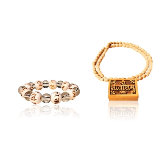 Kamada Combinaison de Bracelet en Cristal Shiri radha et Sitaram bhaktmal box Tulsi (Basilic) mala, Pendentif Collier pour Femmes et Hommes