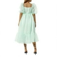 thumbnail image 3 of Women Summer Puffy Tulle Princess Dress Solid Color Square Neck Short Sleeve Ruffle Hem A-Line Dress Plus Size, 3 of 6
