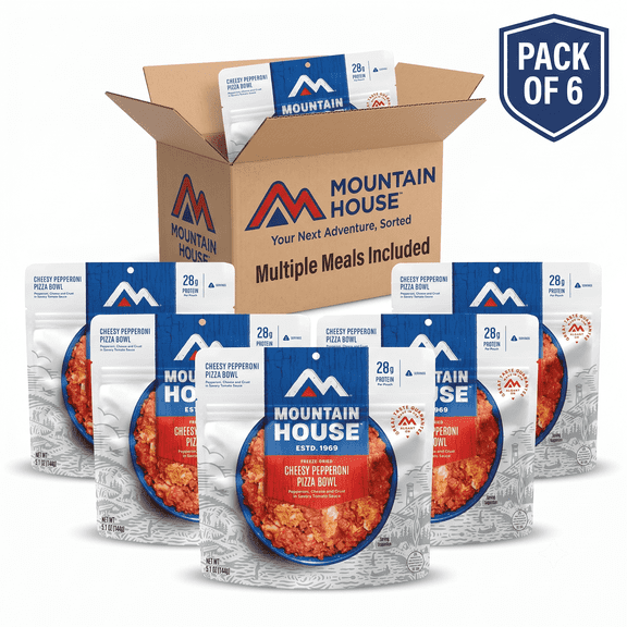 Mountain House Cheesy Pepperoni Pizza Bowl | Freeze Dried Backpacking & Camping Food | 6 Pack