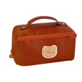 thumbnail image 2 of Makeup Bag with Handle Waterproof Large Capacity Zipper Closure Dustproof Store Cosmetics Oblong Shape Cute Bear Decor Organizer Bag, 2 of 8