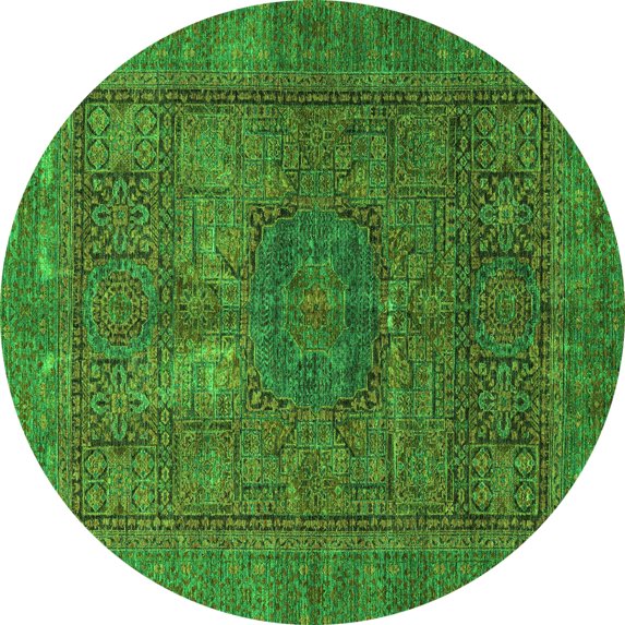 Ahgly Company Indoor Round Abstract Green Modern Area Rugs, 5' Round
