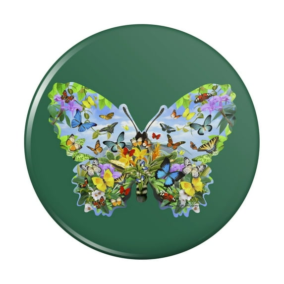 Butterflies in Butterfly Shape Pinback Button Pin