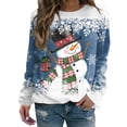 thumbnail image 1 of HNMKIU Vêtements pour Femmes Haut de Noël Chandail en Molleton Imprimé Bonhomme de Neige Décontracté Manches Longues Col Rond Chandail Ample, 1 of 4