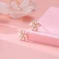thumbnail image 3 of Solid 925 Sterling Silver Plumeria Flower Stud Earrings for Women Teens Crystal Flower Stud Earrings, 3 of 13