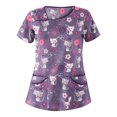 thumbnail image 1 of Uniforme d'Infirmière pour Femmes T-Shirt à Manches Courtes Imprimé Blouse de Travail, 1 of 8