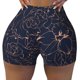 thumbnail image 2 of Balery Copper-Gold Gloss Outline Flower Pantalones cortos de entrenamiento estampados para mujer, sin costuras, ajustados, para gimnasio, yoga, correr, deportes, ejercicio activo, fitness.-Small, 2 of 8